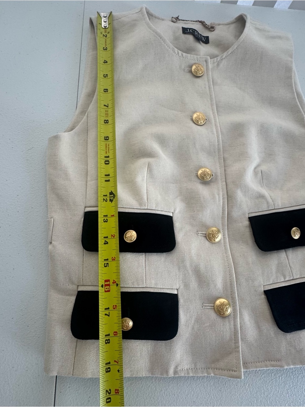 J. Crew Contrast Vest Textured Linen Blend in Dried Wheat Size 4 - Picture 13 of 15